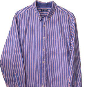 RALPH LAUREN CHAPS CASUAL SHIRT men's size XL blue orange white stripe cotton